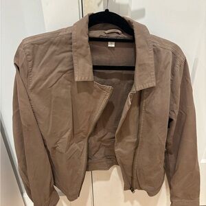 Garnet Hill Taupe Zip-Up Jacket